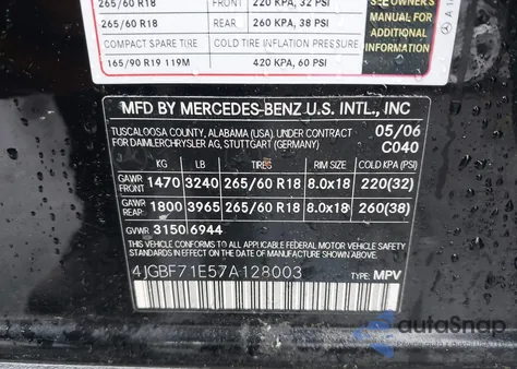 2007 Mercedes-Benz Gl 450 4Matic z USA, uszkodzony, nr VIN 4JGBF71E57A128003